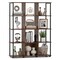 12-Cube Multi-Purpose 5-Tier Cube Storage Bookcase with Rustic Finish and Black Metal Frame
